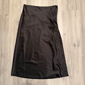 F21 Satin Button Up Midi Skirt with Slit
